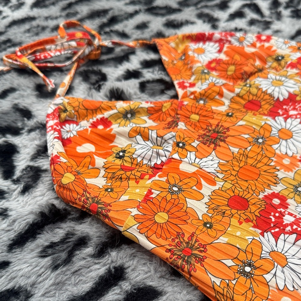 Cider Vibrant Orange and White Floral Dress - Picture 3 of 5